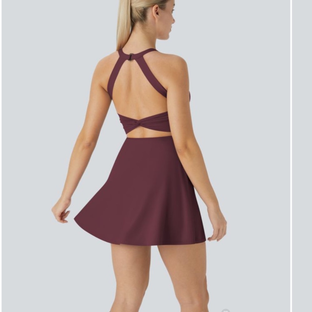 Halara Elegant Burgundy Halter Dress